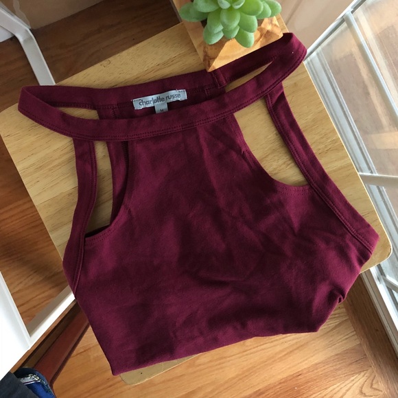 Charlotte Russe Maroon Crop Halter Top - Picture 3 of 5